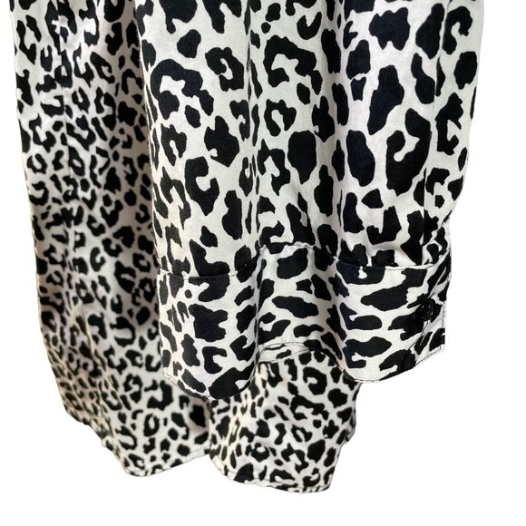 Lane Bryant Button Down Blouse Animal Print Top Plus Size 26 Black White u - Picture 4 of 10
